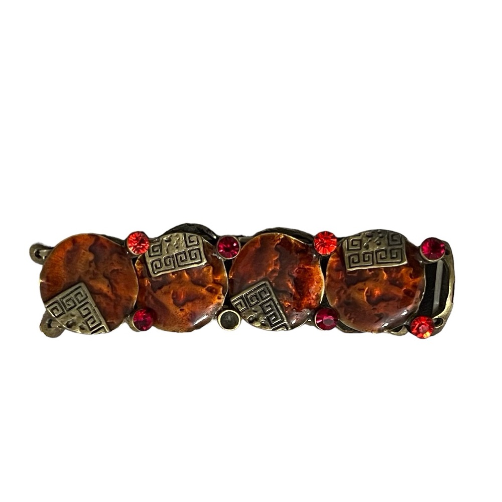 Orange + Gold Red Stoned Stretchy 3” Bracelet